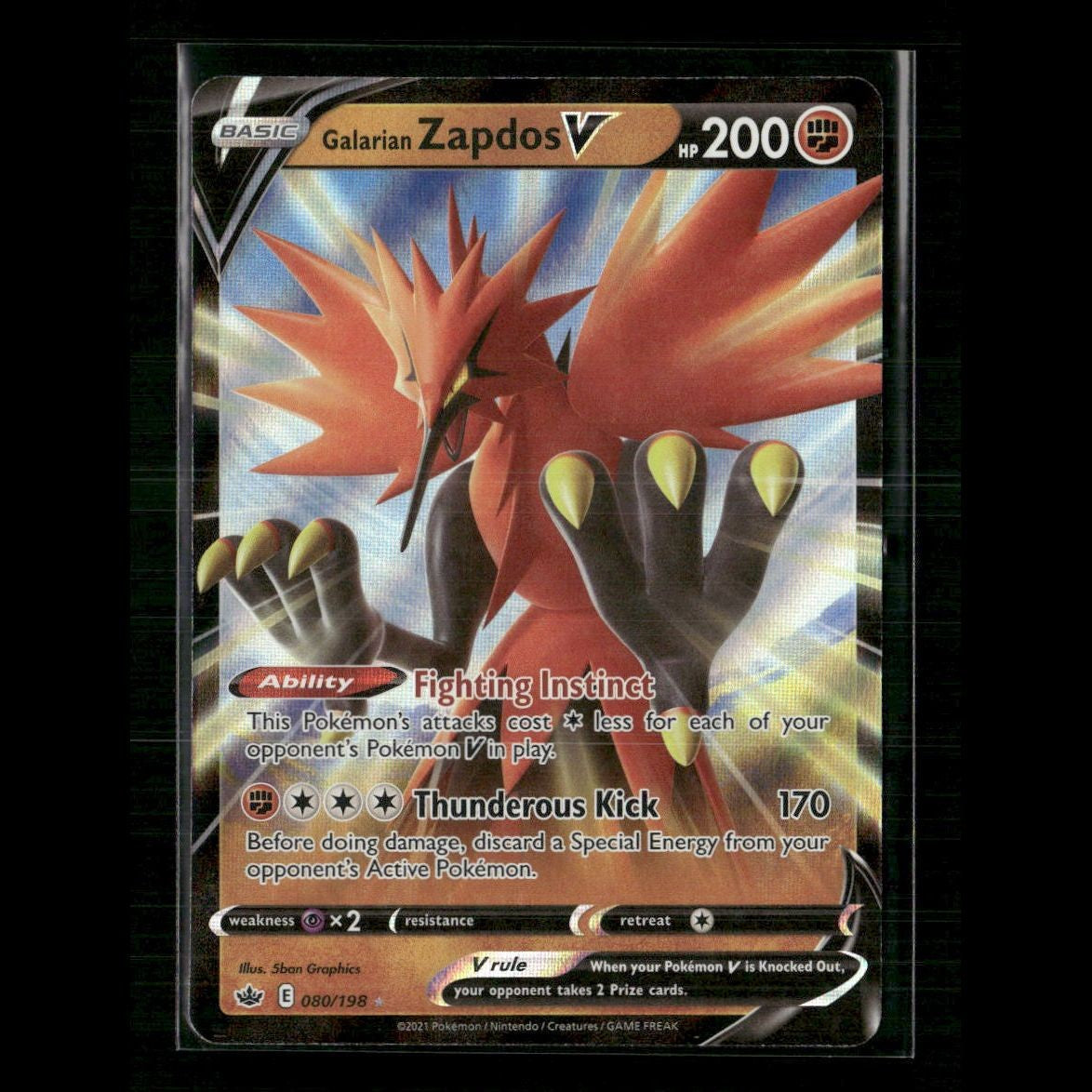 Galarian Zapdos V 080/198 SWSH06: Chilling Reign NM Pokemon