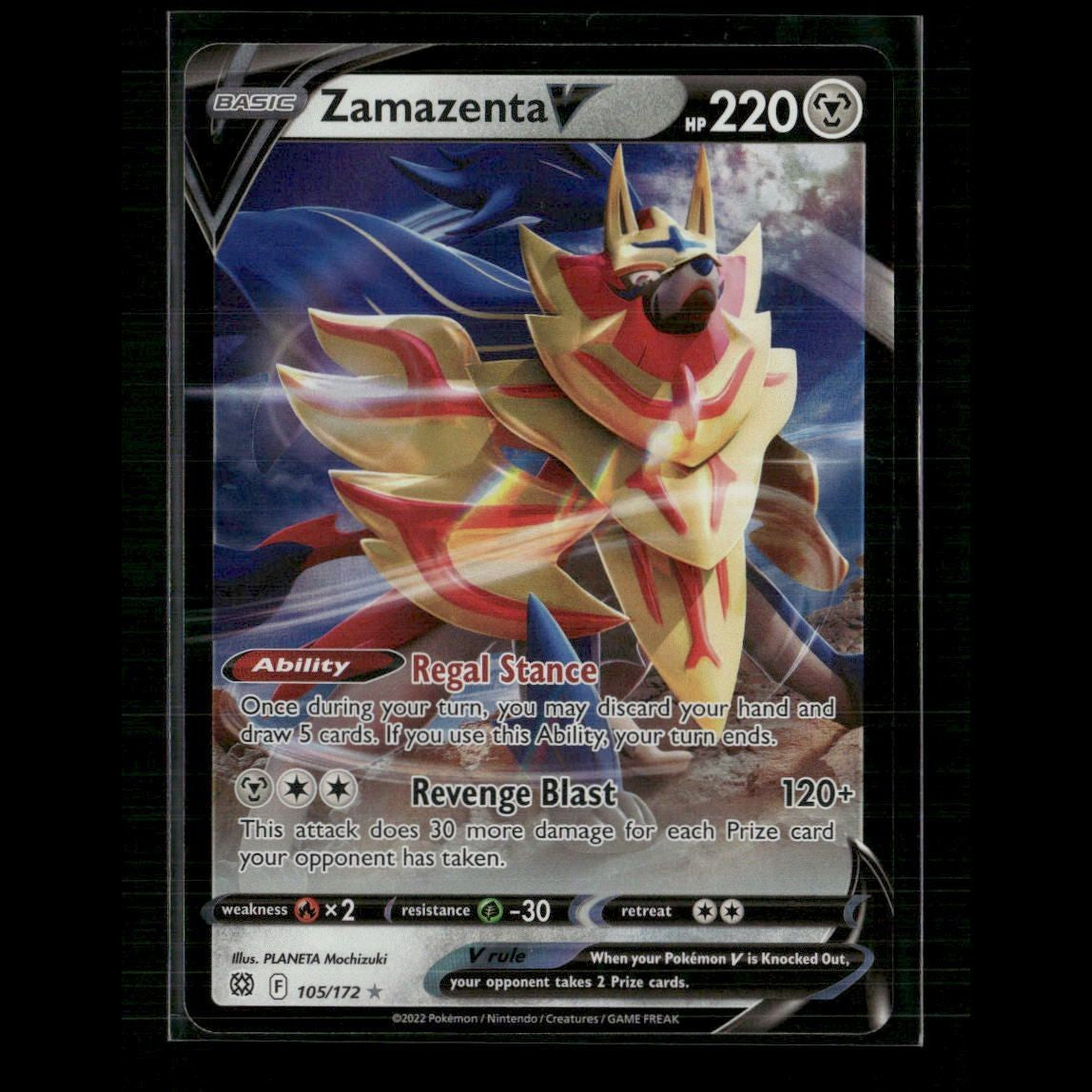 Zamazenta V 105/172 SWSH09: Brilliant Stars NM Pokemon