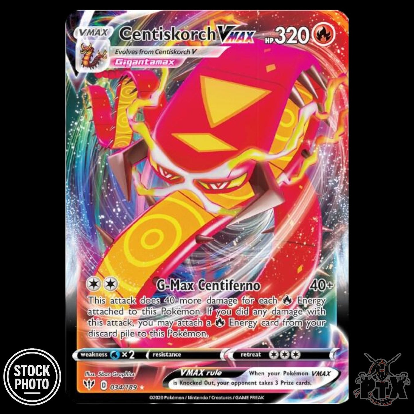 Centiskorch VMAX #034/189 Darkness Ablaze NM/Near Mint Pokemon 2020