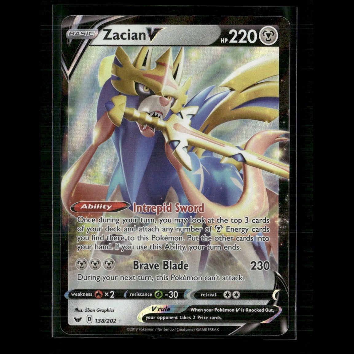 Zacian V 138/202 SWSH01: Sword & Shield Base Set NM Pokemon
