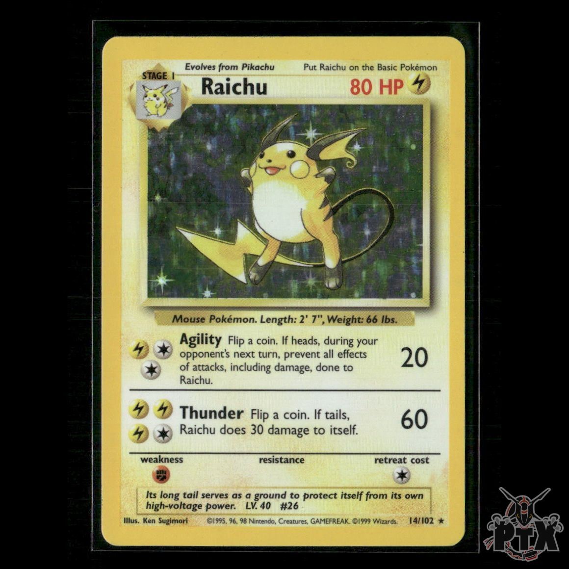 Raichu Holo 14/102 Base Set NM Pokemon