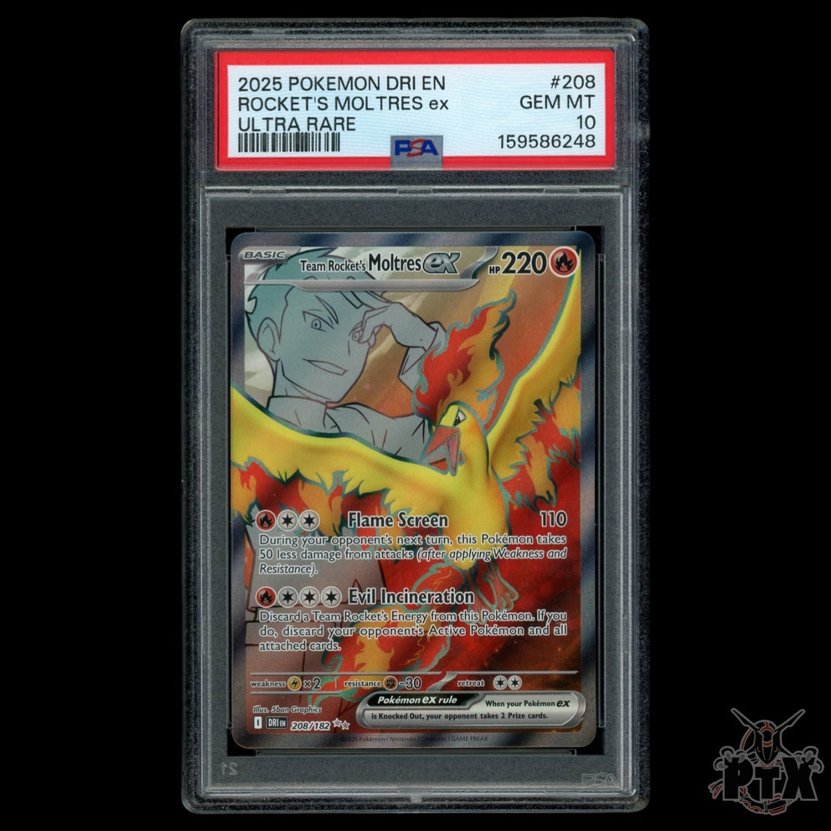 Team Rocket'S Moltres ex 208/182 PSA 10 Destined Rivals Pokemon 2025