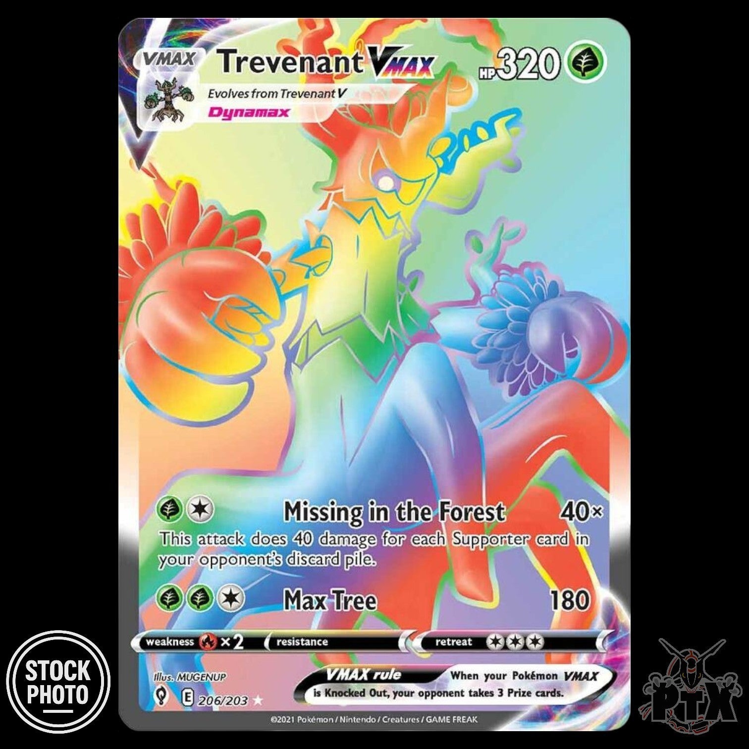 Trevenant VMAX #206/203 Evolving Skies NM/Near Mint Pokemon 2021