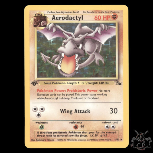 Aerodactyl Holo #1/62 1st Edition Fossil NM/LP Pokemon 1999