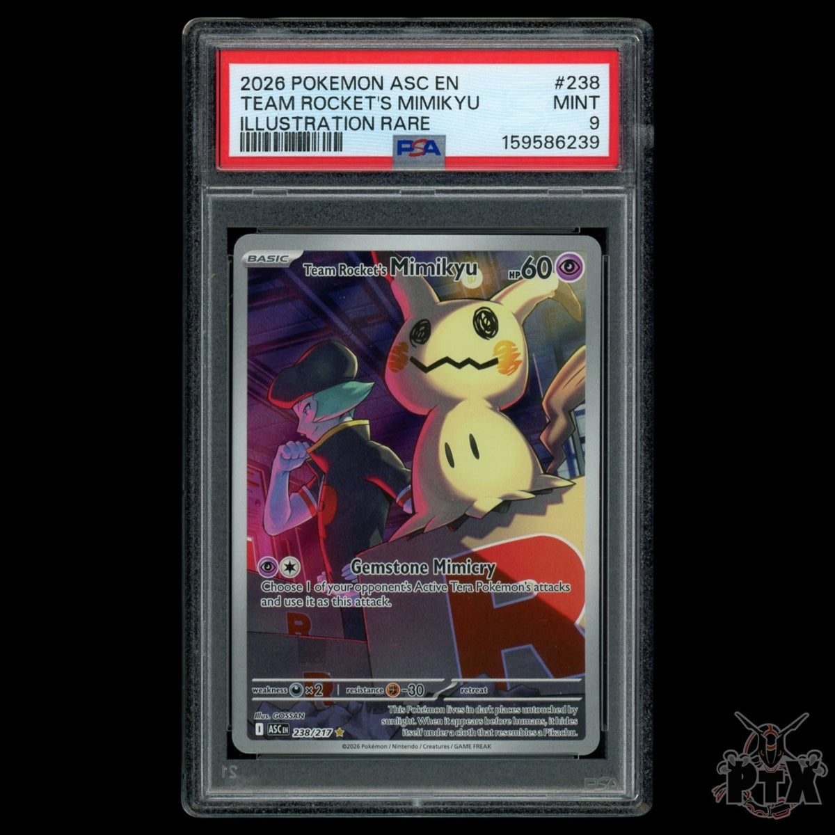 Team Rocket's Mimikyu 238/217 PSA 9 Ascended Heroes Pokemon 2026