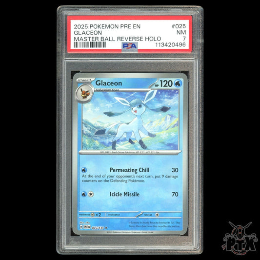 Glaceon Master Ball #25/131 PSA 7 Prismatic Evolutions Pokemon 2025