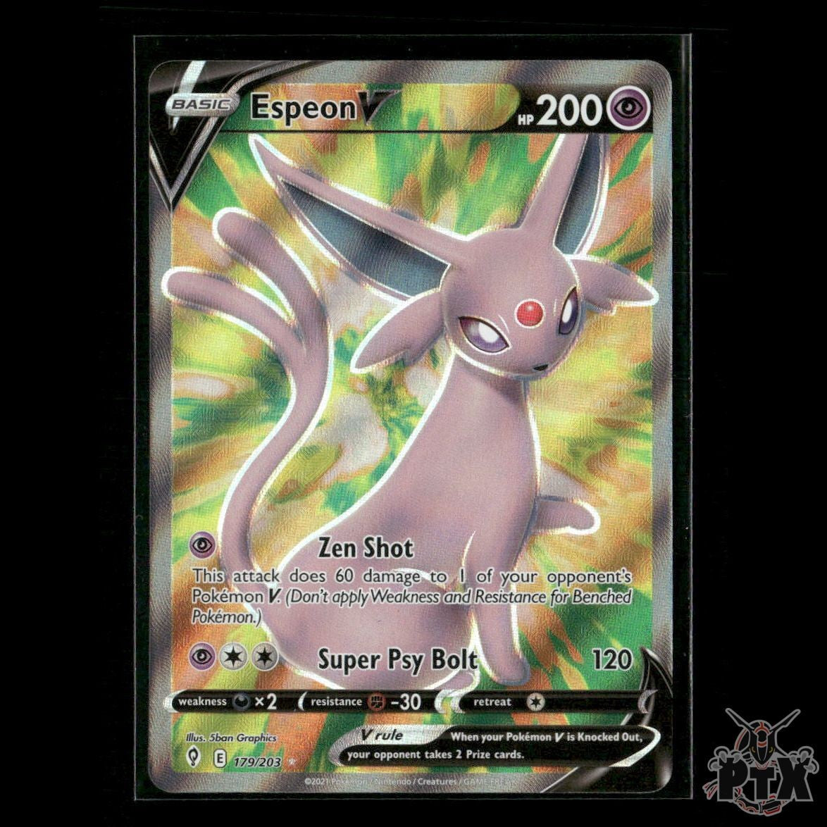 Espeon V (Full Art) 179/203 SWSH07: Evolving Skies (Dent) LP Pokemon