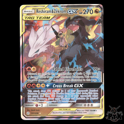 Reshiram & Zekrom GX #157/236 Cosmic Eclipse NM/Near Mint Pokemon 2019