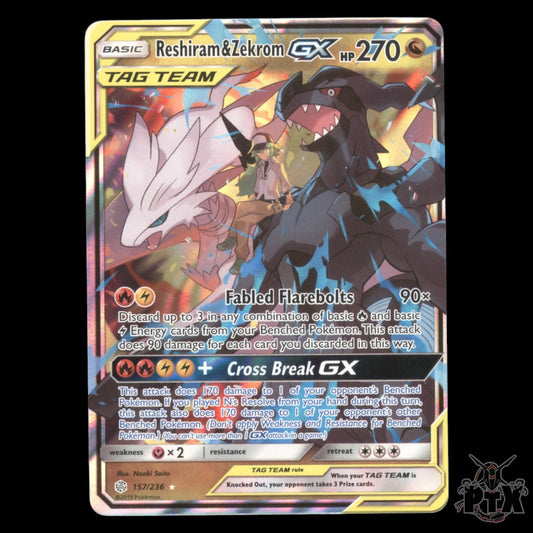 Reshiram & Zekrom GX #157/236 Cosmic Eclipse NM/Near Mint Pokemon 2019