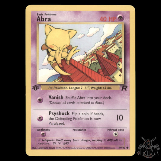 Abra #49/82 1st Edition Team Rocket NM/Near Mint Pokemon 2000