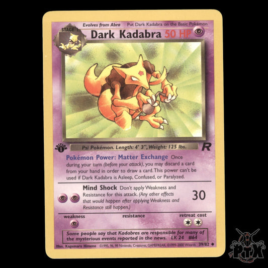 Dark Kadabra #39/82 1st Edition Team Rocket LP/Lightly Played Pokemon 2000