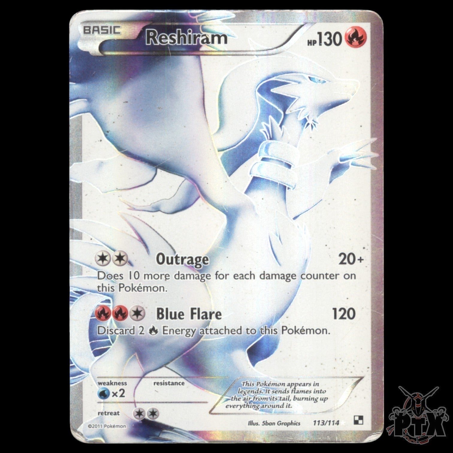 Reshiram #113/114 Black & White HP/Heavily Played Pokemon 2011