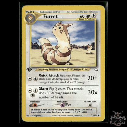 Furret 35/111 1st Edition Neo Genesis HP Pokemon