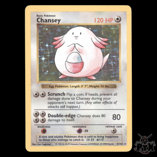 Chansey Holo #3/105 Baset Set Shadowless LP/MP Pokemon 1999