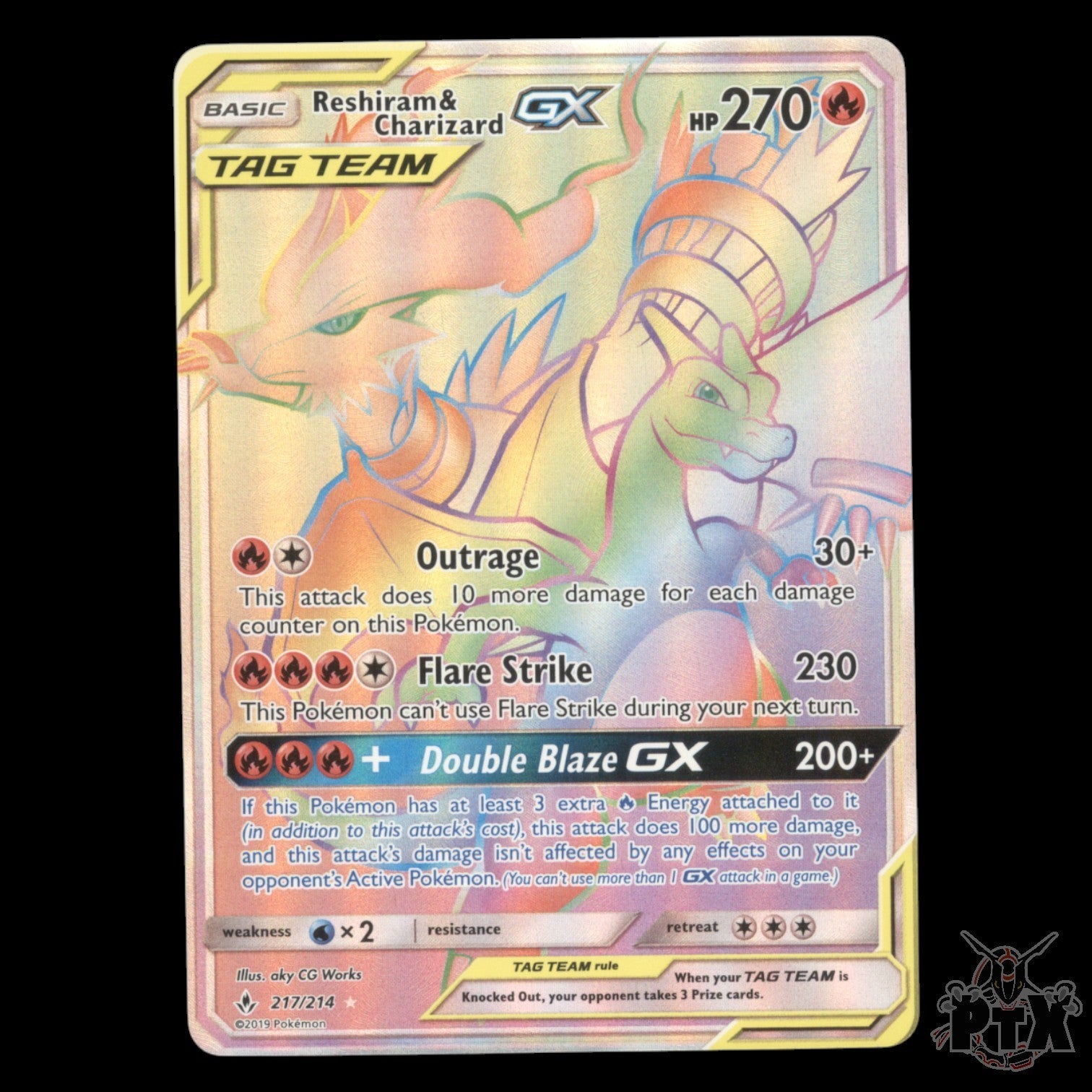 Reshiram & Charizard GX #217/214 Unbroken Bonds NM/LP Pokemon 2019