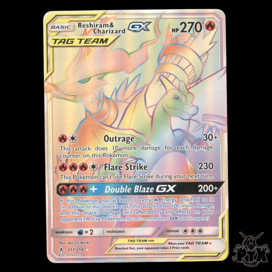Reshiram & Charizard GX #217/214 Unbroken Bonds NM/LP Pokemon 2019