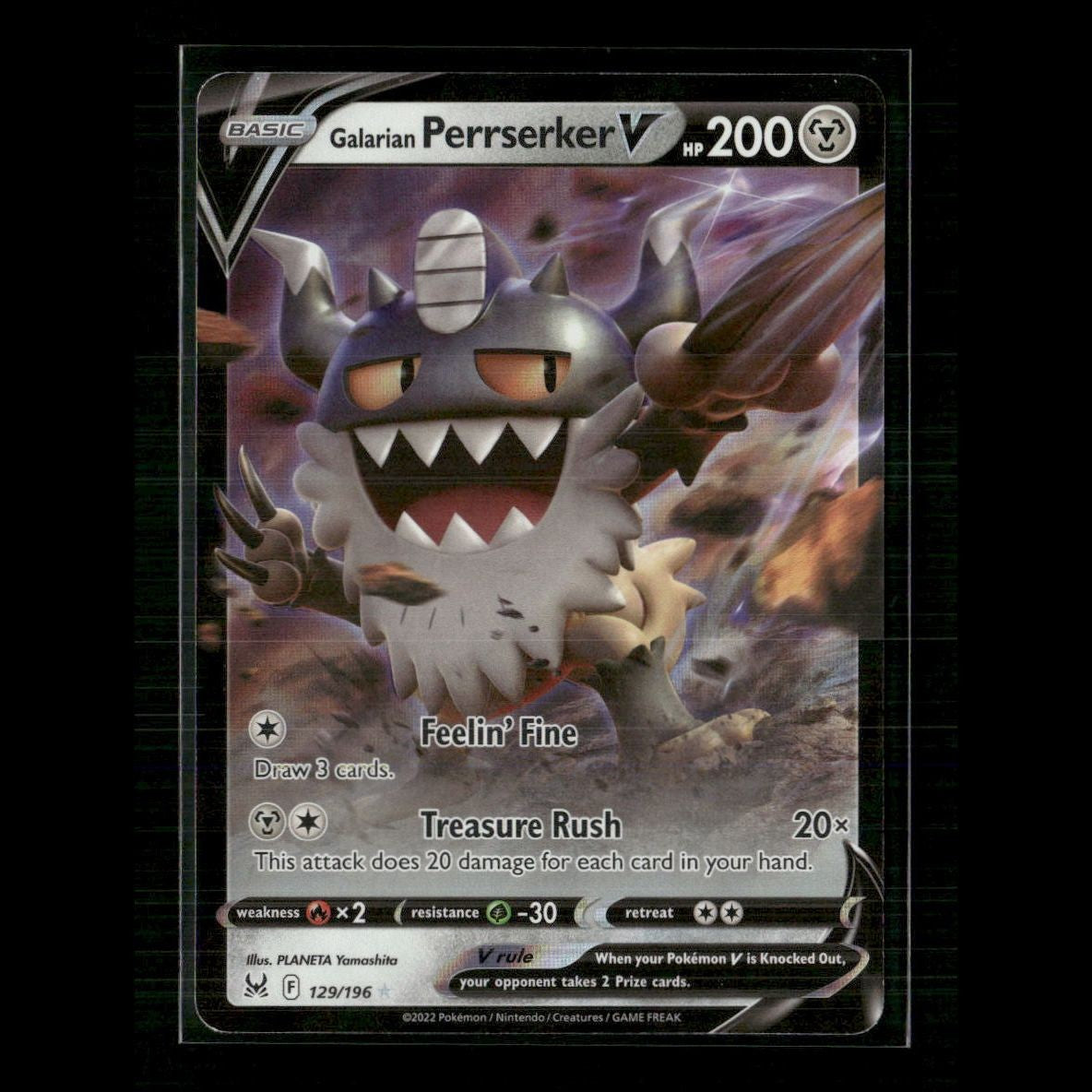 Galarian Perrserker V 129/196 SWSH11: Lost Origin NM Pokemon