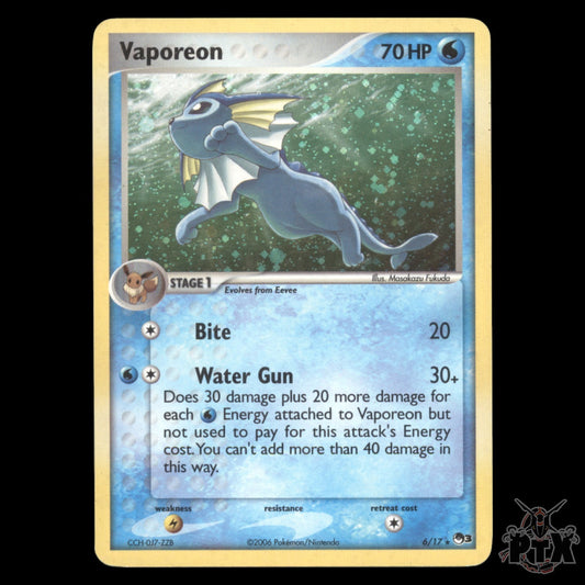 Vaporeon Holo #6/17 POP Series 3 MP/Moderatly Played Pokemon 2006