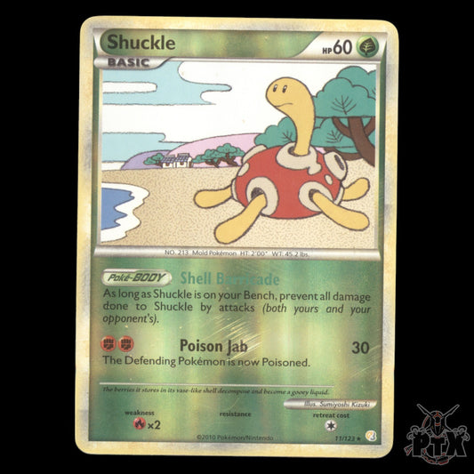 Shuckle Reverse Holo #11/123 HeartGold SoulSilver MP/Moderatly Played Pokemon