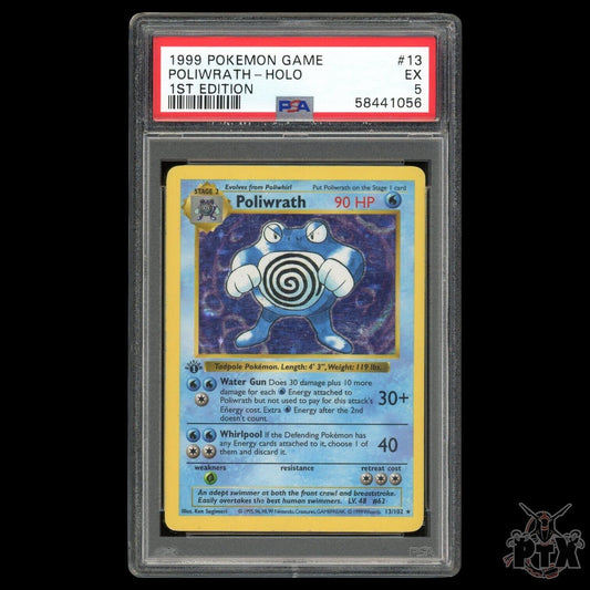 Poliwrath 1st Edition Shadowless #13/102 PSA 5 Base Set Pokemon 1999