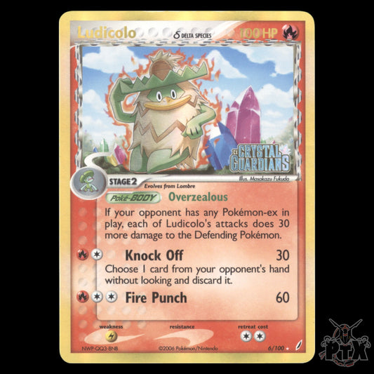 Ludicolo #6/100 EX Crystal Guardians R&S LP/Lightly Played
