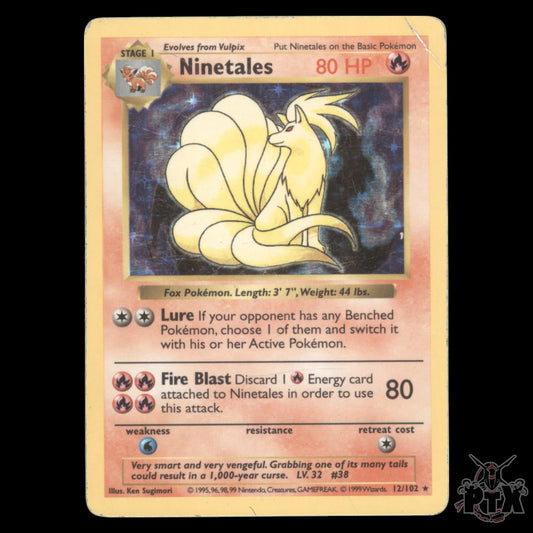 Ninetales Holo Shadowless #12/102 Base Set DMG/Damaged